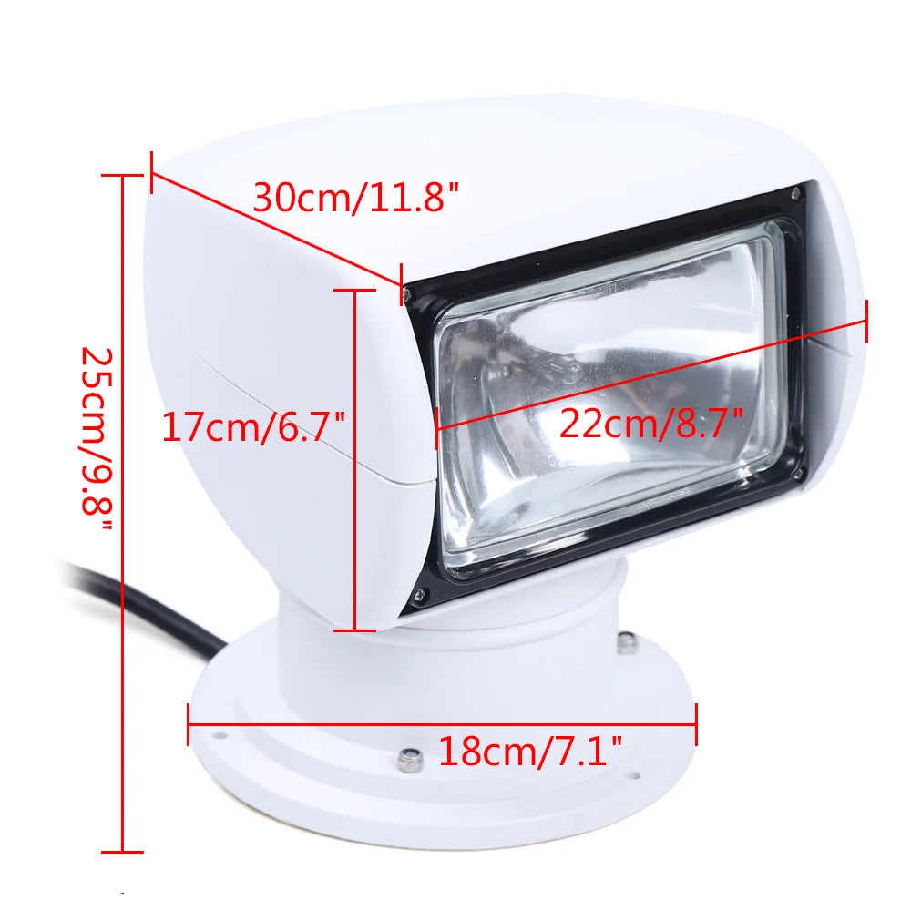 100w Spotlight Marine Remote Controlled Boat SearchLight 12v 360° Waterproof Degree Rotate Omnibearing Lighting Marine Spotlight