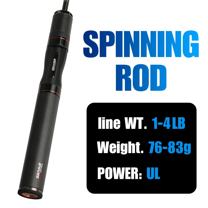 SEASIR Black Arrow Spining Baitcasting Fishing Rod 4.92FT LureWeight 0.8-10gUL Carbon Fiber FUJI O Guide Rings BFS Two Sections