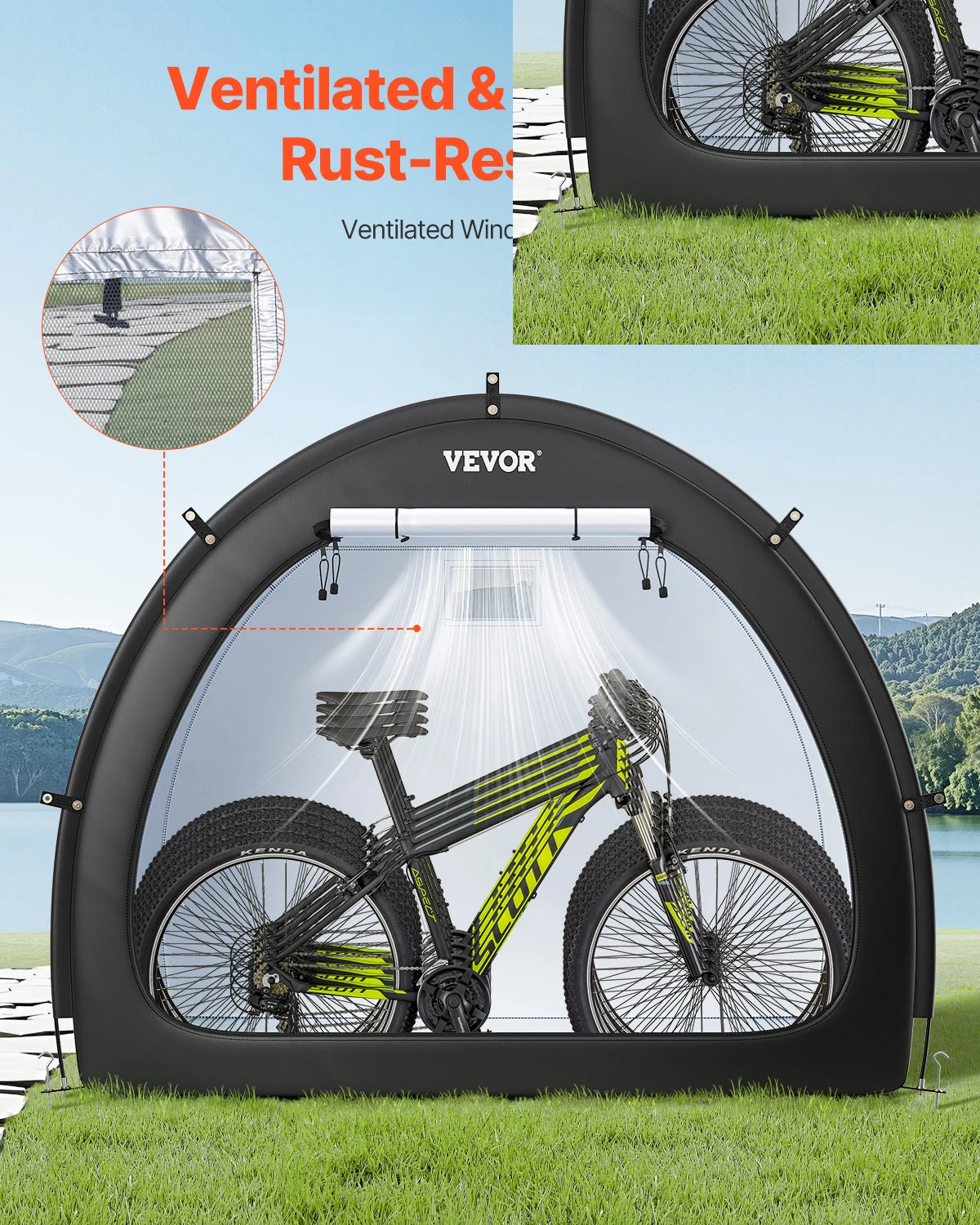 SucceBuy Bike Storage Tent Waterproof Outdoor Spacious Bike Storage Tent with Ventilated Window Strength Fiberglass for Bicycle