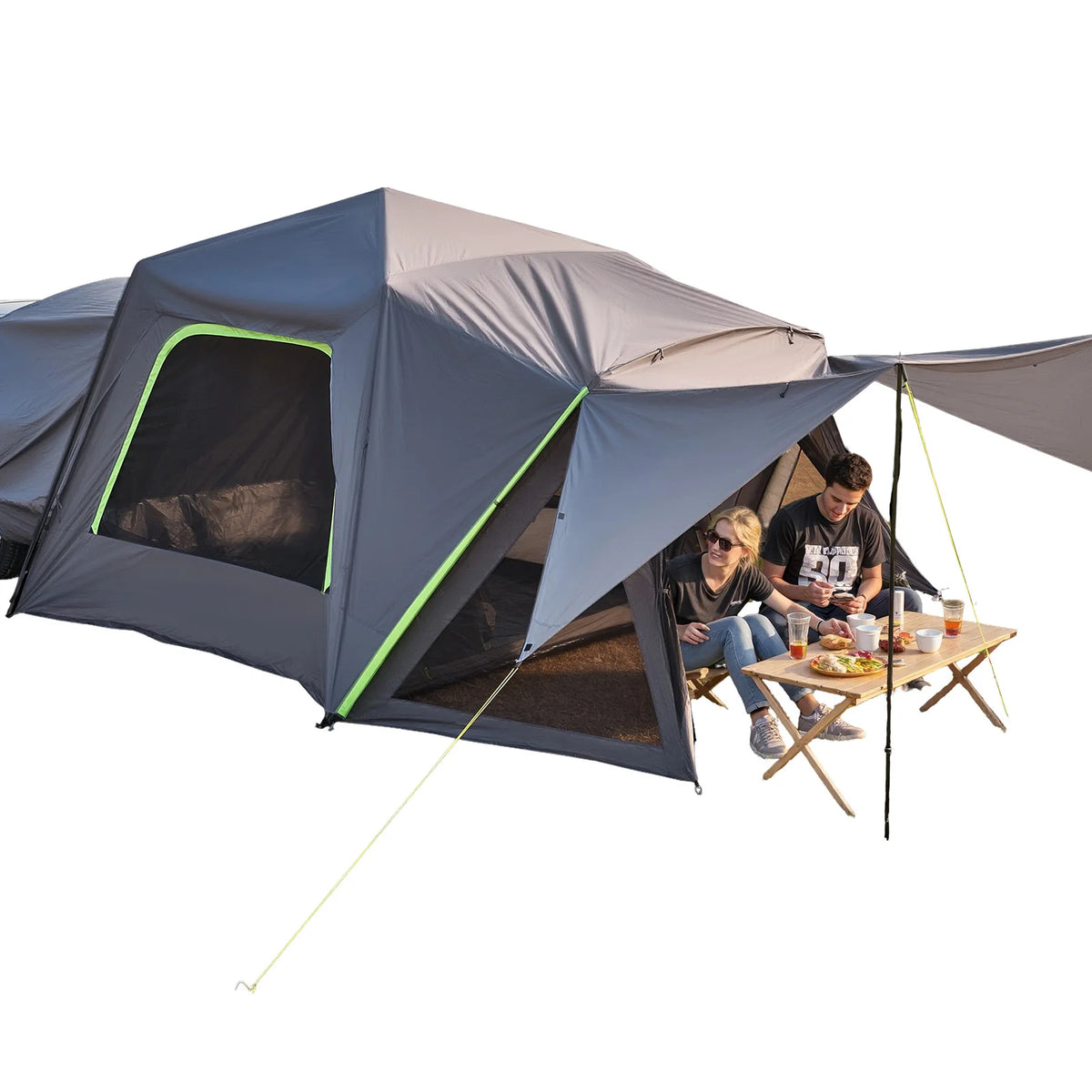 SucceBuy SUV Tent for Camping Waterproof PU2000mm Spacious Double Layer Design SUV Camping Tent with Shade Awning , Mesh Windows