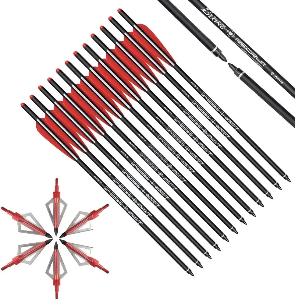 Elong Crossbow Bolts 20 Inch Carbon with Hunting Broadheads 6 Pack, Crossbow Arrows for Hunting Outdoor Target Practice