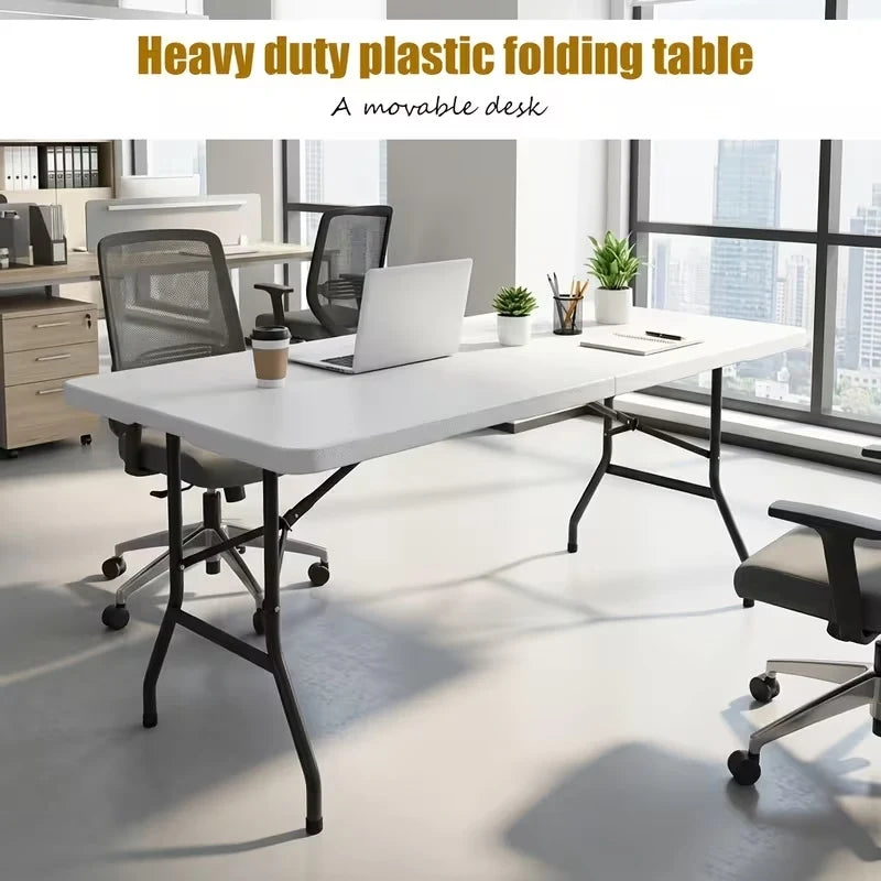 Folding Table,Portable Plastic Table with Carry Handle,Waterproof and Foldable Design,Multifunctional Furniture,Steel Frame with Safety Lock for Picnic,Party,Dining,Outdoor Indoor,Garden,Easy to Fold and Store