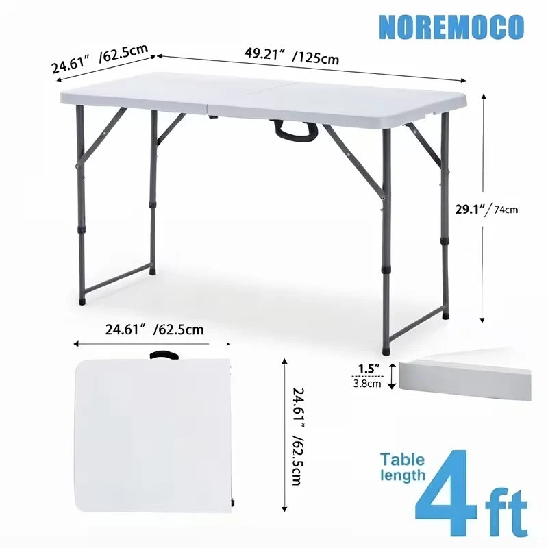 Folding Table,Portable Plastic Table with Carry Handle,Waterproof and Foldable Design,Multifunctional Furniture,Steel Frame with Safety Lock for Picnic,Party,Dining,Outdoor Indoor,Garden,Easy to Fold and Store