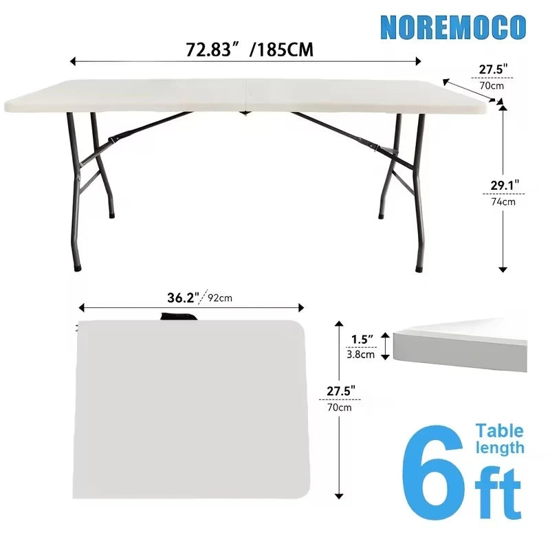 Folding Table,Portable Plastic Table with Carry Handle,Waterproof and Foldable Design,Multifunctional Furniture,Steel Frame with Safety Lock for Picnic,Party,Dining,Outdoor Indoor,Garden,Easy to Fold and Store