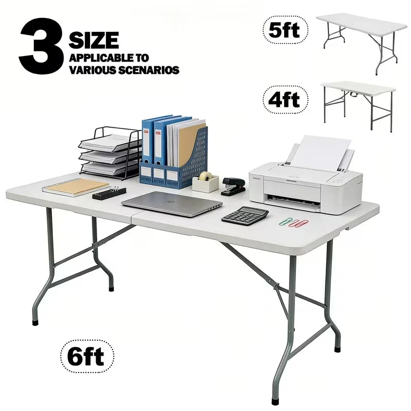 Folding Table,Portable Plastic Table with Carry Handle,Waterproof and Foldable Design,Multifunctional Furniture,Steel Frame with Safety Lock for Picnic,Party,Dining,Outdoor Indoor,Garden,Easy to Fold and Store