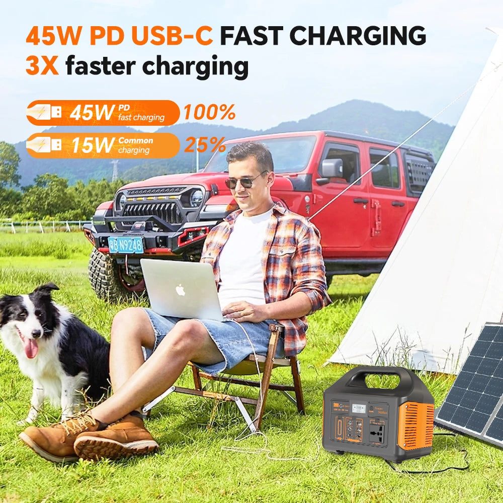 Gaiaray 300W 500W Portable Solar Generator 110V 460.8Wh LiFePO4 Battery  Power Station UPS Backup Power Bank  LED Light for Home Camping Outdoor Emergency Power