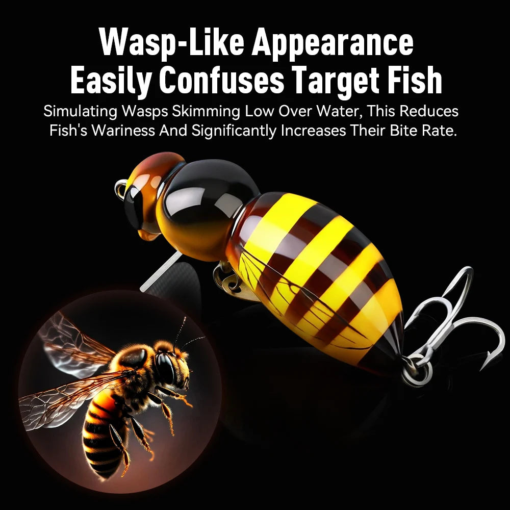 Kingdom 3pcs Wasp Minnow Lure 35mm 3.9g Floating Artificial Hard Wobblers With Spinner Single Hook For Freshwater Bass Trout Pike Fishing