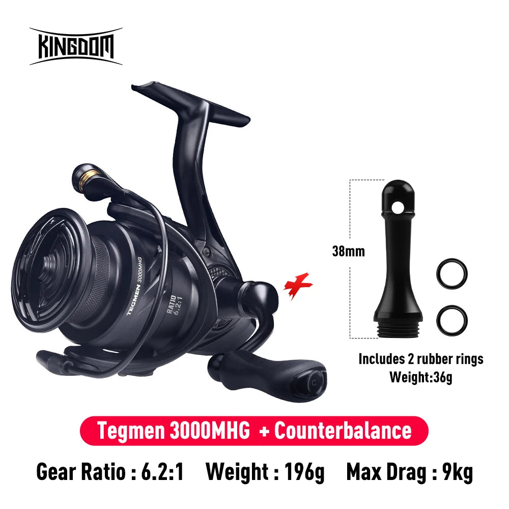 Kingdom Tegmen 5.2:1 6.2:1 143g Spinning Fishing Reels High Speed Gear Ratio Light Carbon Fiber Body Drag 10+1 Bearing Quantity