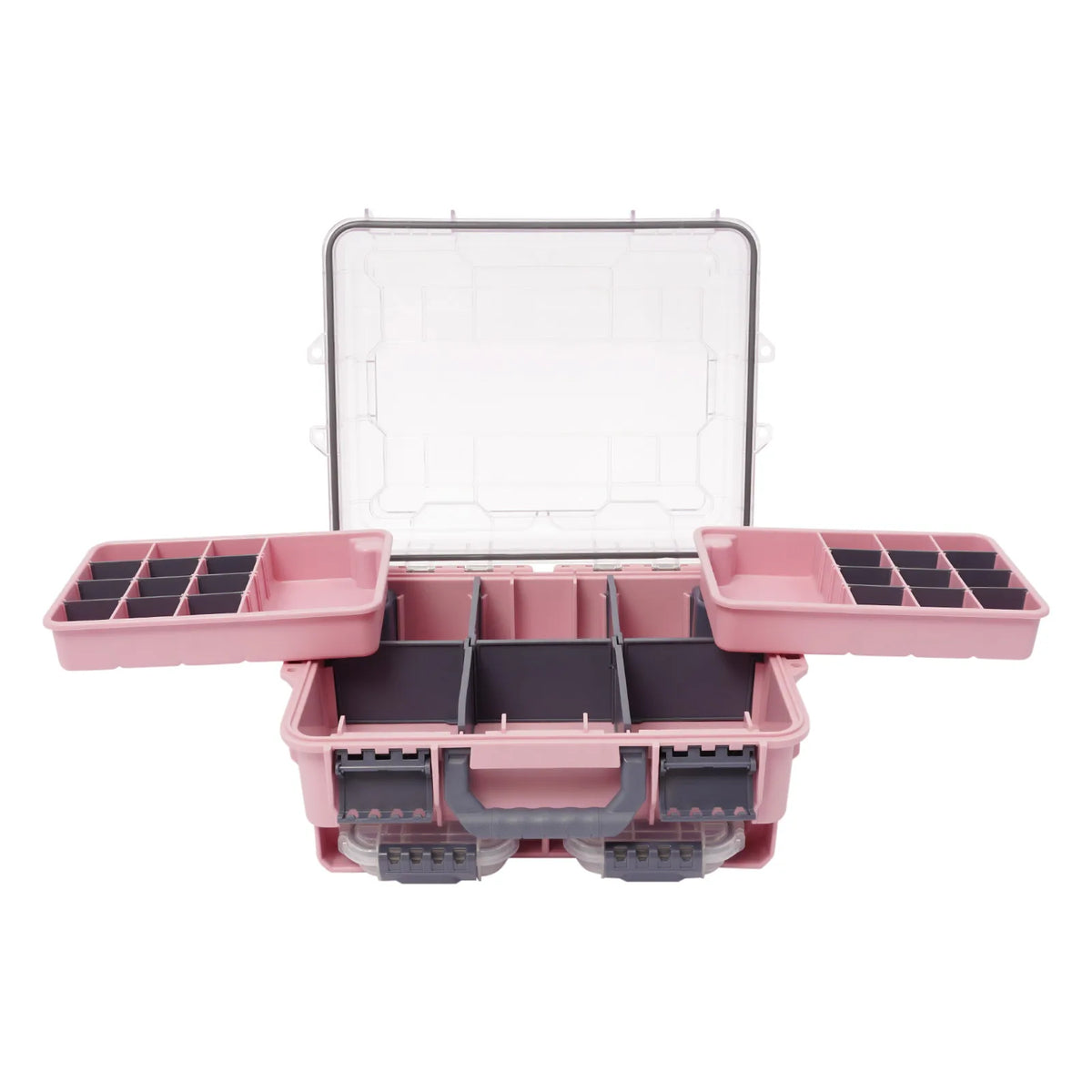 Fishing Tackle Box Small Tackle Storage Box Large Capacity Pink Multi-layer Organizer Removable Slots DIY Tray Portable Lure Bait Hook Line Container Double Lock Secure Thickened PP Waterproof Durable Outdoor Case for Fishing