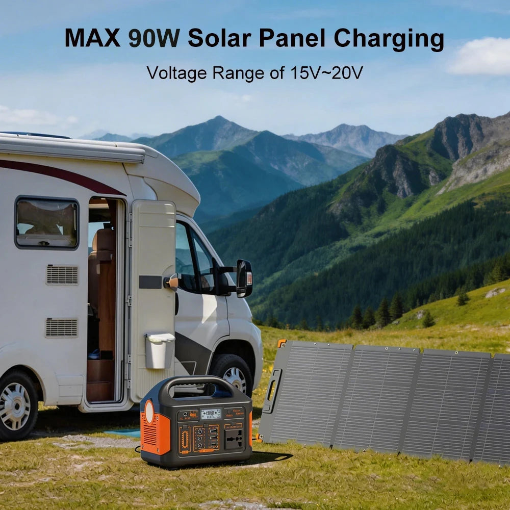 Gaiaray 300W 500W Portable Solar Generator 110V 460.8Wh LiFePO4 Battery  Power Station UPS Backup Power Bank  LED Light for Home Camping Outdoor Emergency Power