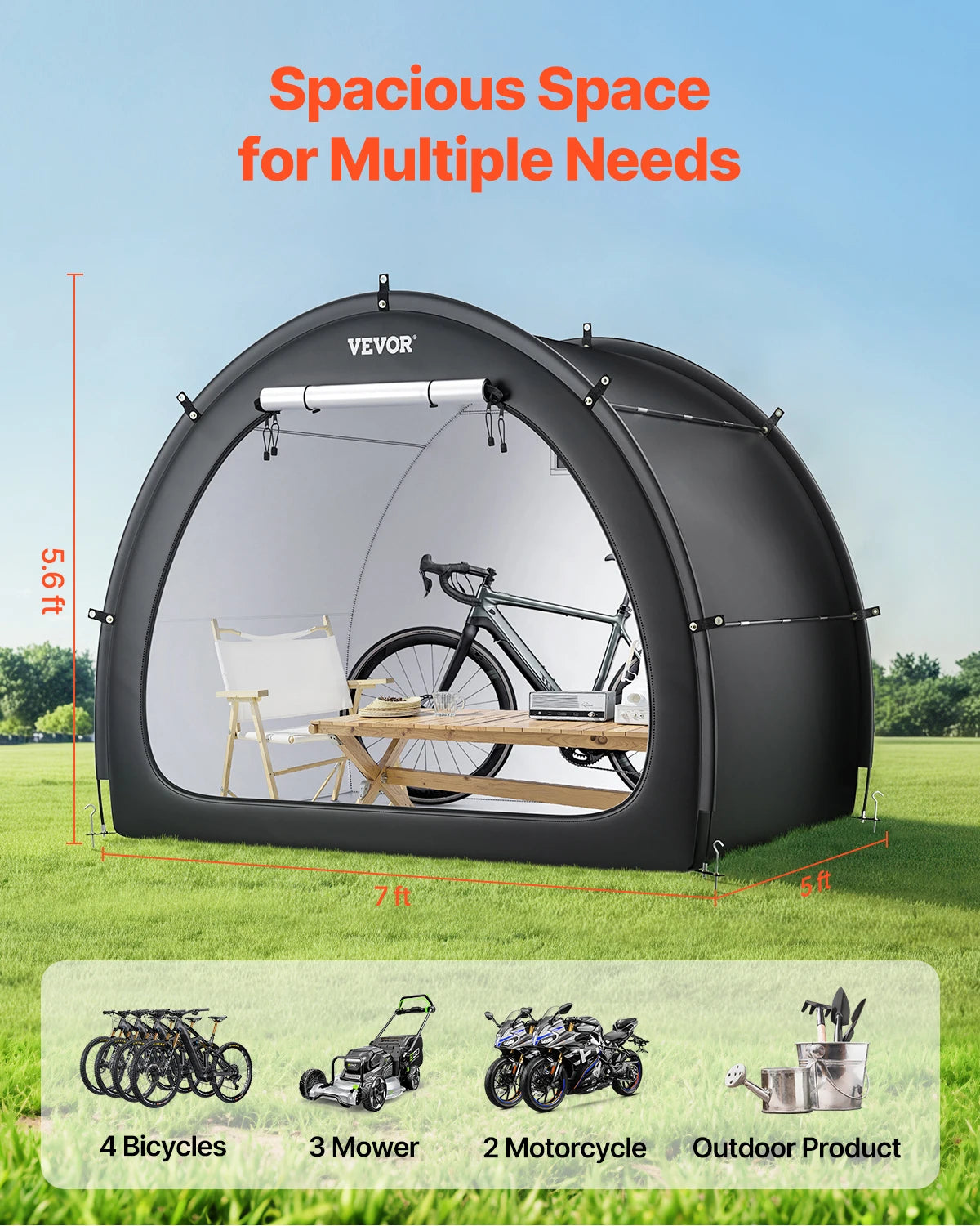 SucceBuy Bike Storage Tent Waterproof Outdoor Spacious Bike Storage Tent with Ventilated Window Strength Fiberglass for Bicycle