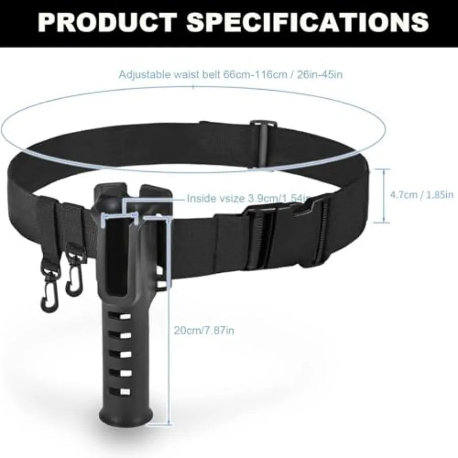 Fishing Rod Holder Belts, Adjustable Waist Wading Belts with Pcs Hooks, Pole Inserter for Outdoor Kayak Fly Fishing