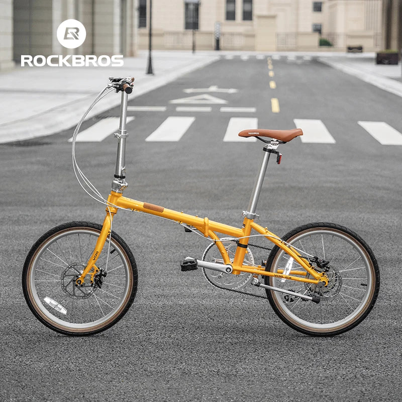 ROCKBROS 20 Inches Folding Bike Lightweight High Strength Steel Frame 8-Speed Shifter Disc Brake Portable Daily Commute Bicycle