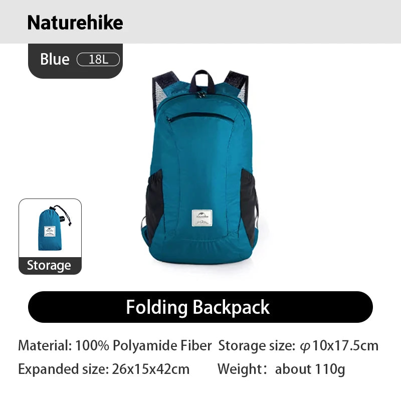 Naturehike 18L Silicone Folding Backpack Lightweight Portable Waterproof Bag Women Man Bag Outdoor Hiking Shoulder Skin Bags
