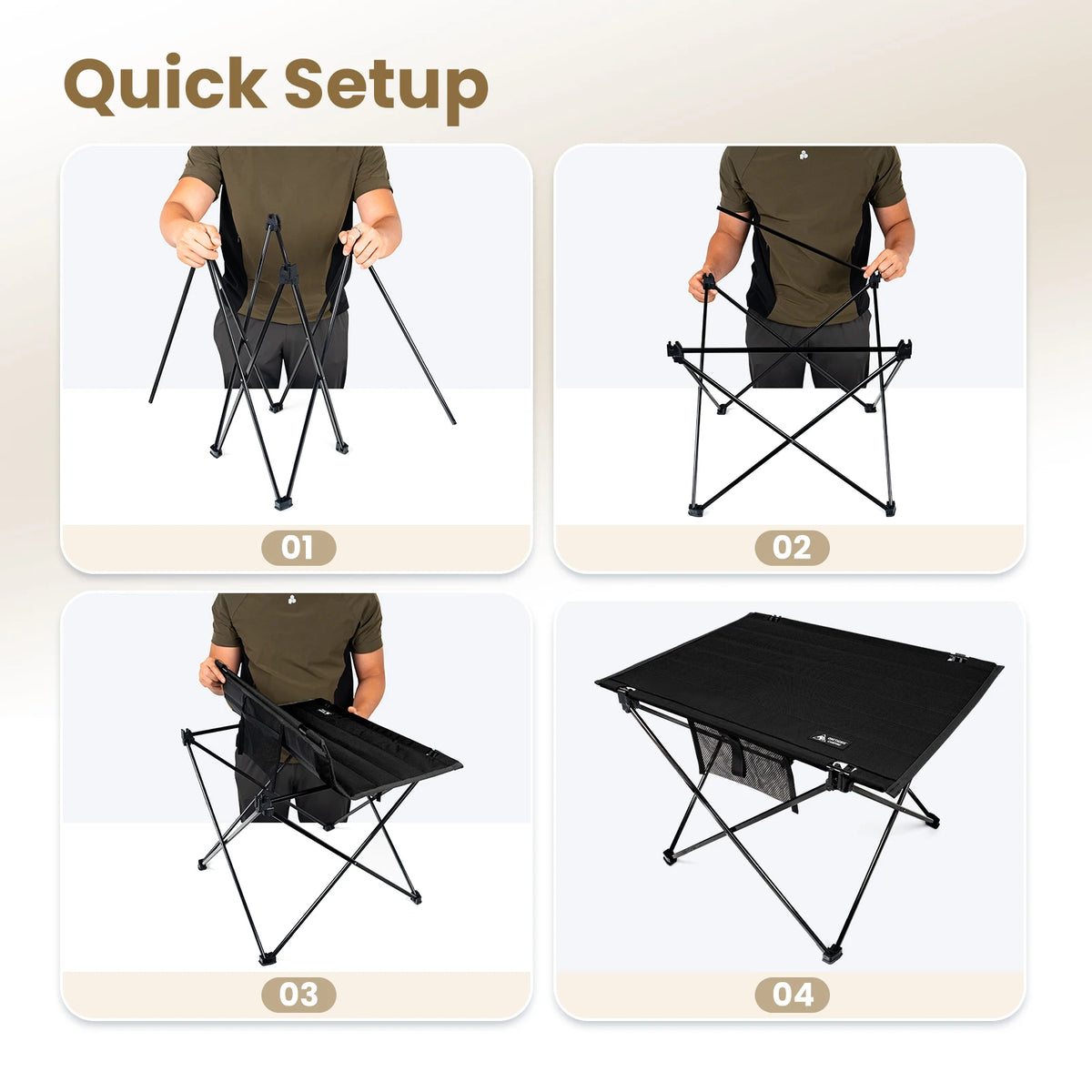 ONETIGRIS Foldable Camping Table, Lightweight Portable Table Sturdy & Quick Setup, Holds Up to 66 lbs, Perfect for Camping, Hiking, Backpacking, Picnic, Beach, Travel