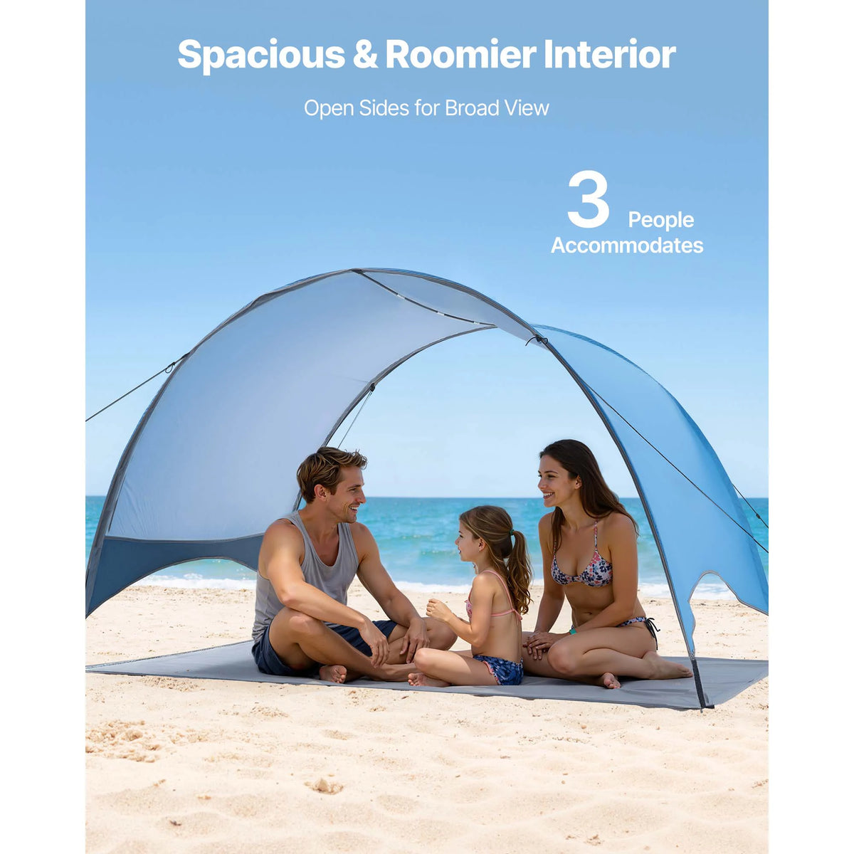 SucceBuy Beach Tent Sun Shelter for 3/4 Person UPF 50+ Protection Portable Sun Shade Canopy for Camping Fishing Outdoor Picnic