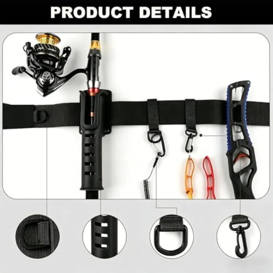 Fishing Rod Holder Belts, Adjustable Waist Wading Belts with Pcs Hooks, Pole Inserter for Outdoor Kayak Fly Fishing