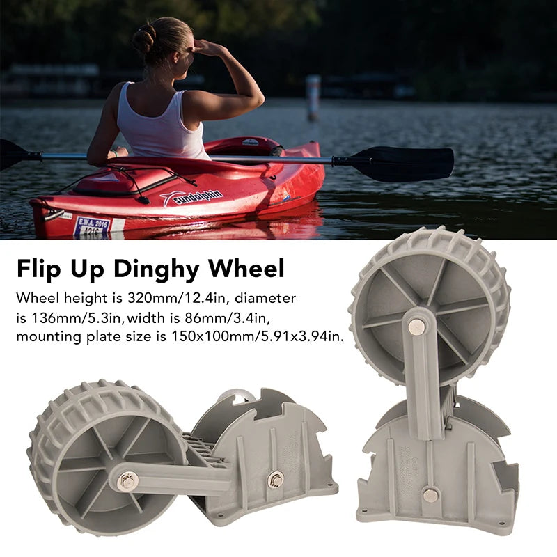Flip-up Retrackable Dinghy Wheels Pair Nylon Inflatable Boat Launching Wheels