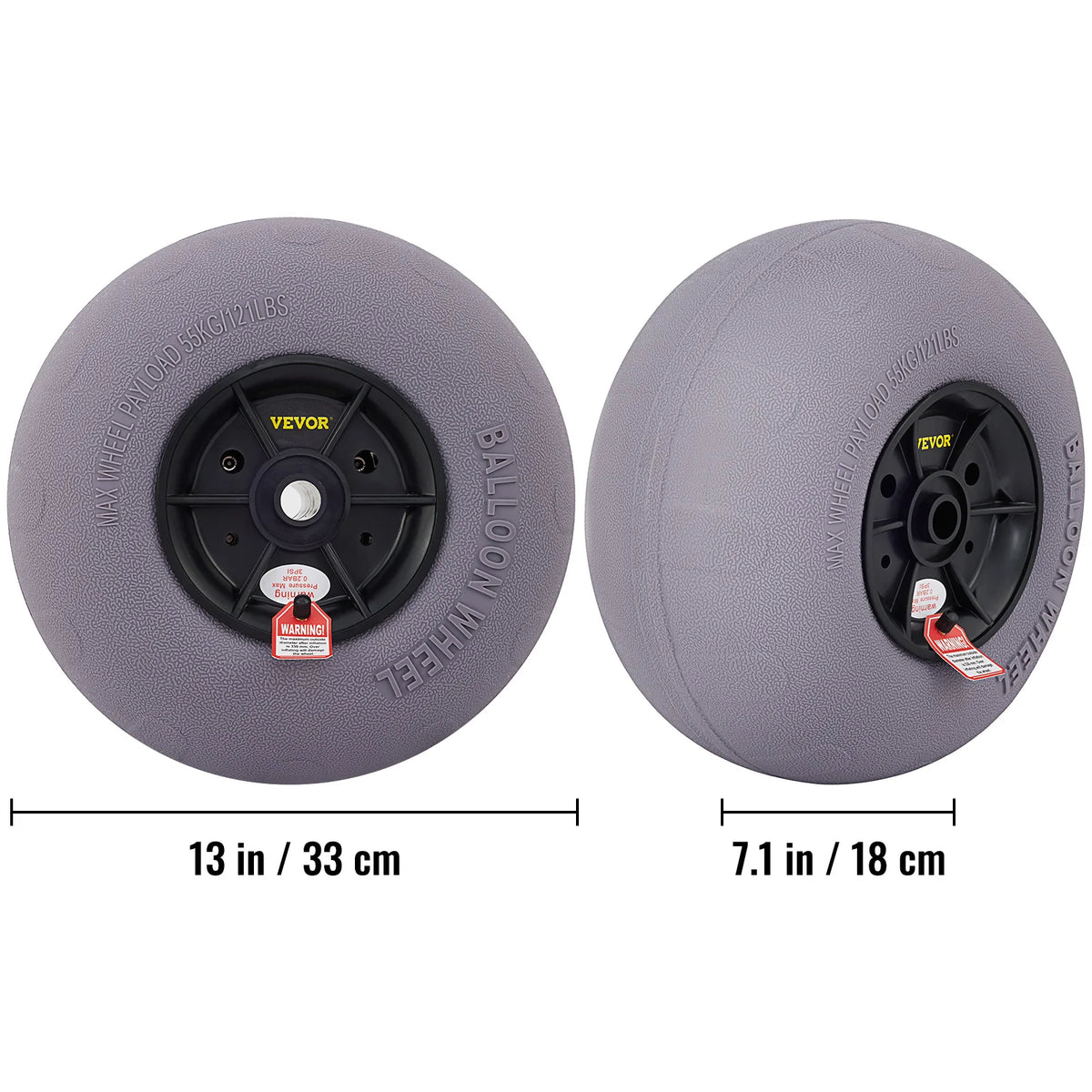 SucceBuy Beach Balloon Wheels 13" Replacement Sand Tires TPU Cart Tires for Kayak Dolly Canoe and Buggy w/ Free Air Pump 2-Pack