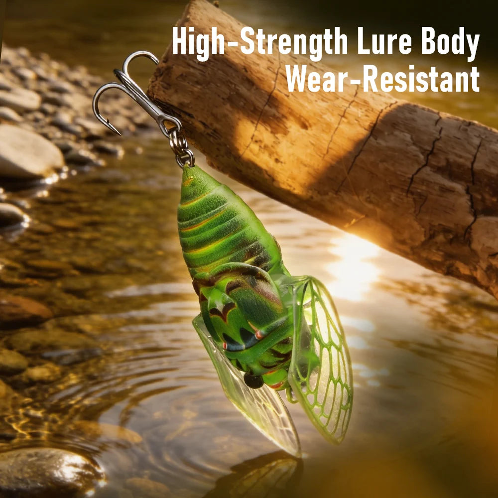 Kingdom 3pcs New Cicada Fishing Bait 27mm 2.4g Topwater Bionic Insect With Swings Artificial Hard Wobbers For Bass Trout Fishing