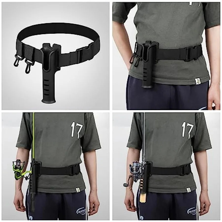 Fishing Rod Holder Belts, Adjustable Waist Wading Belts with Pcs Hooks, Pole Inserter for Outdoor Kayak Fly Fishing