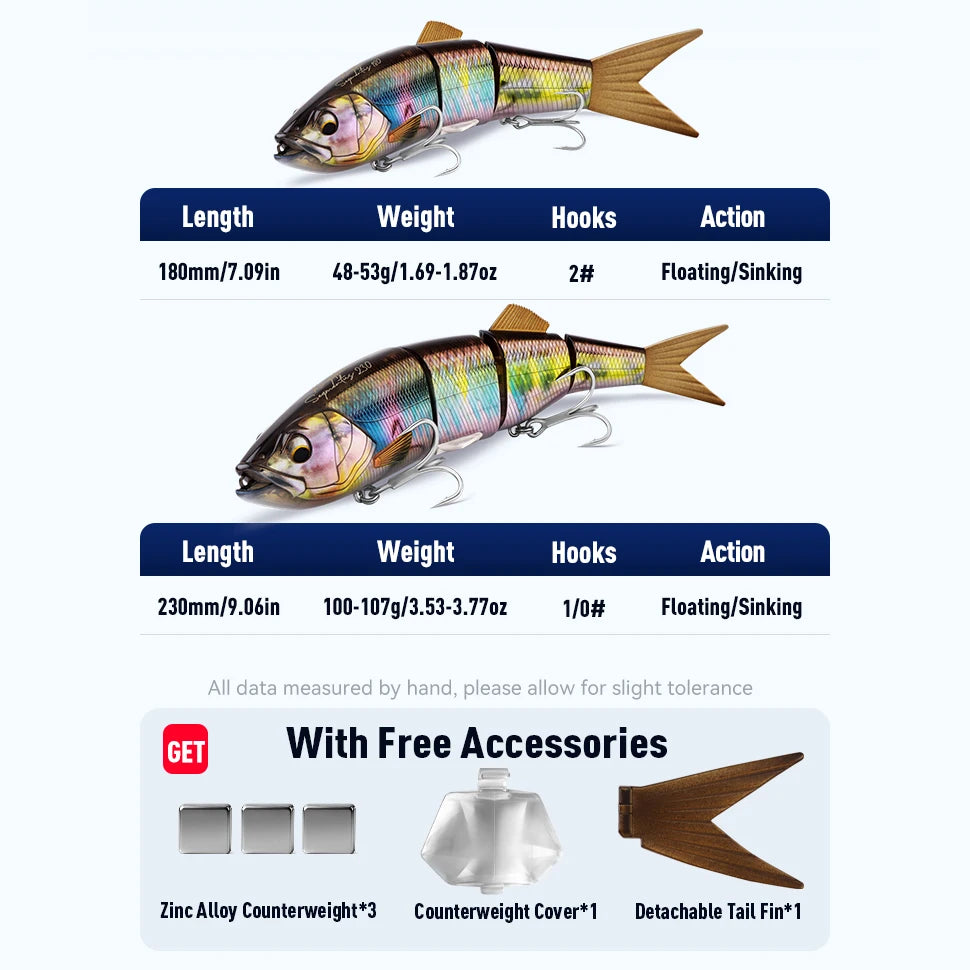Kingdom Jointed Swimbait 230mm/100-107g Floating Sinking 4 Section Bionic Artificial Bait For Saltwater Bass Zander Pike Fishing