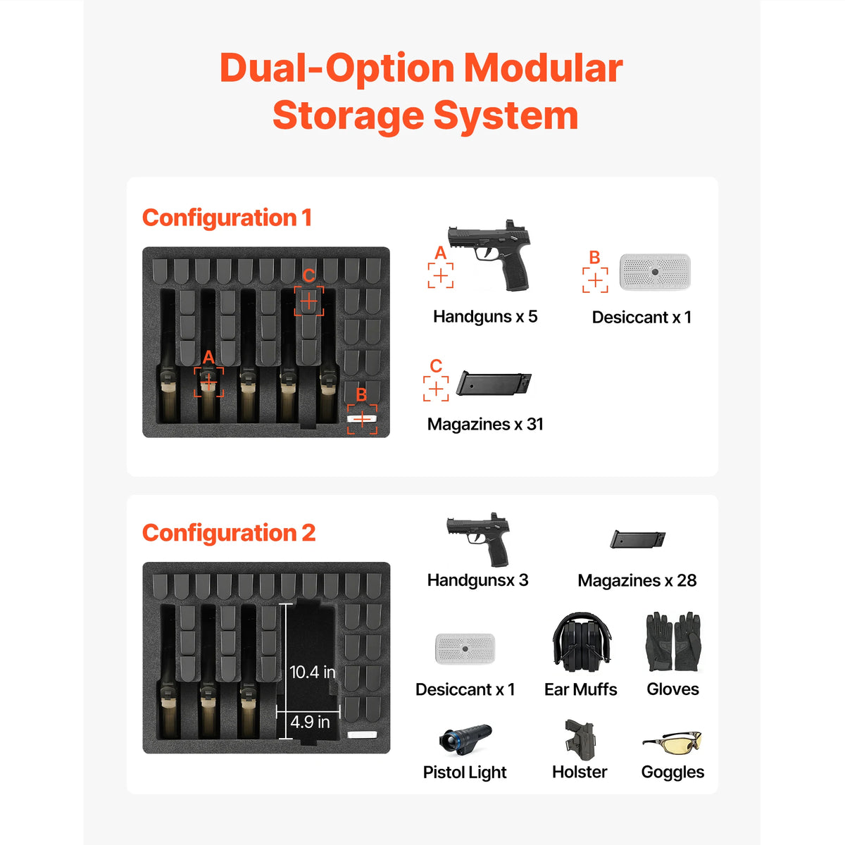 SucceBuy Hard Pistol Case Hard Gun Case with XPE Foam Lining Waterproof Pistol Box with Customizable Interior for Gun Lenses