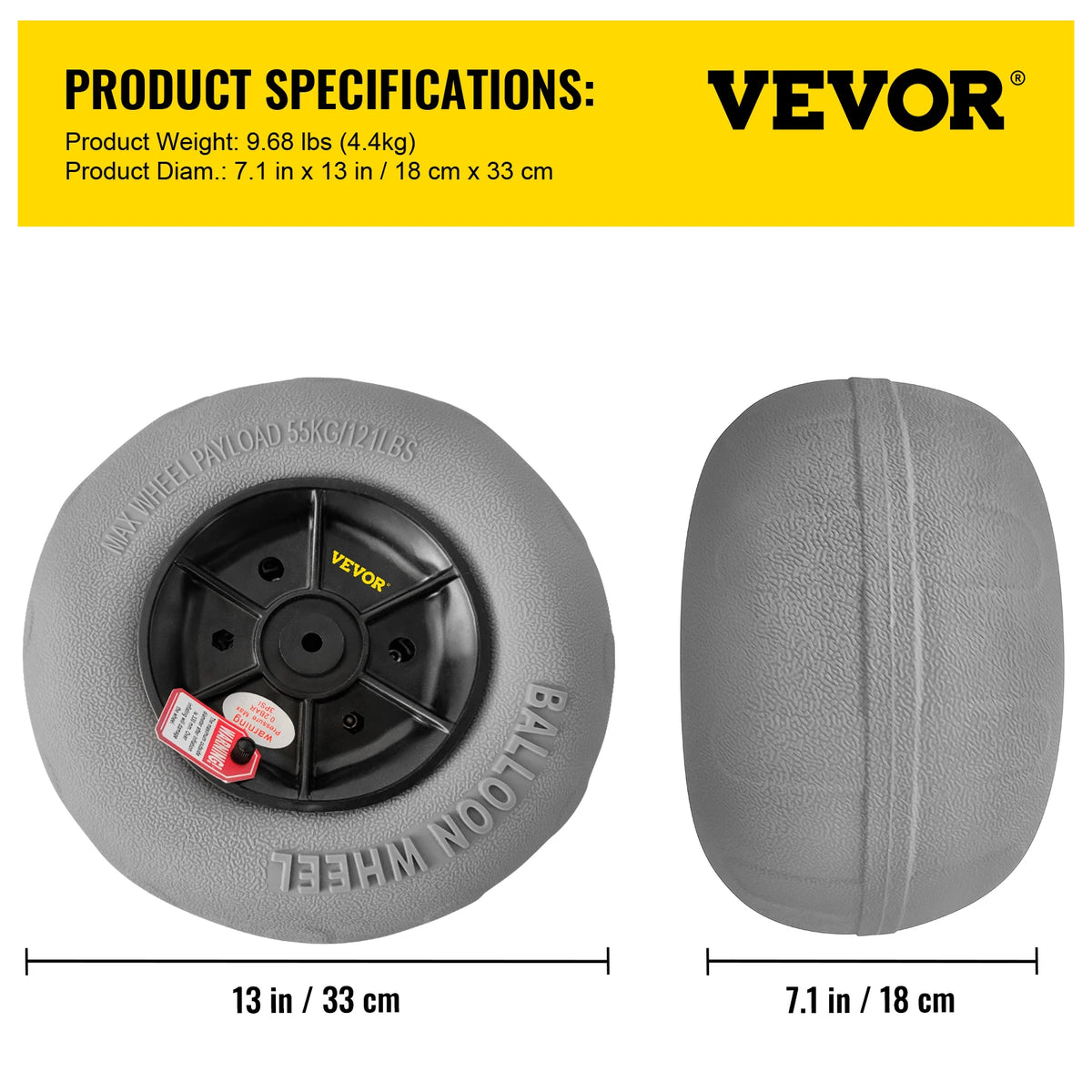 SucceBuy Beach Balloon Wheels 13" Replacement Sand Tires TPU Cart Tires for Kayak Dolly Canoe and Buggy w/ Free Air Pump 2-Pack