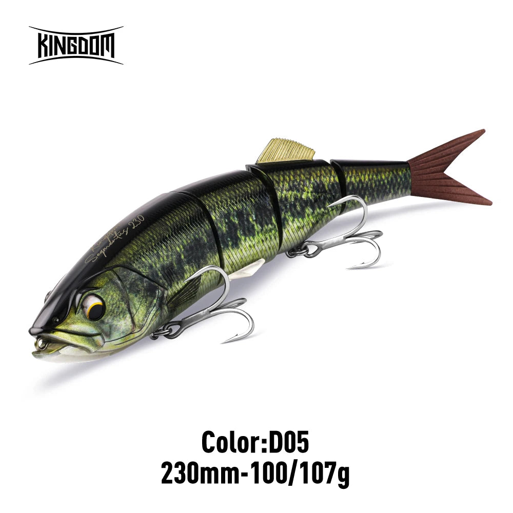Kingdom Jointed Swimbait 230mm/100-107g Floating Sinking 4 Section Bionic Artificial Bait For Saltwater Bass Zander Pike Fishing