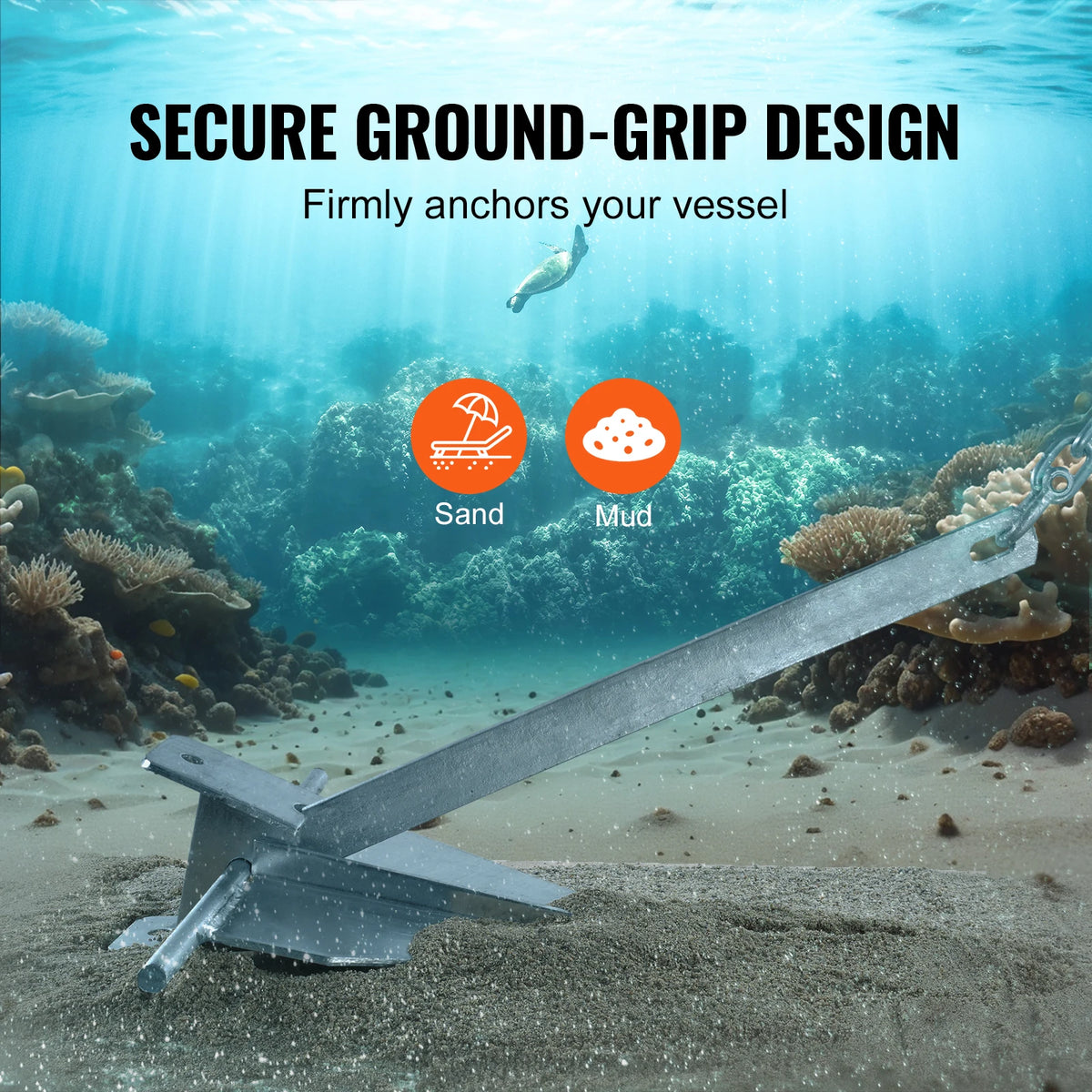 SucceBuy Fluke Style Anchor Kit, 13 LBS Hot-Dipped Galvanized Steel Fluke Anchor with 7.9' Chain 101' Rope and Two 0.4" Shackles