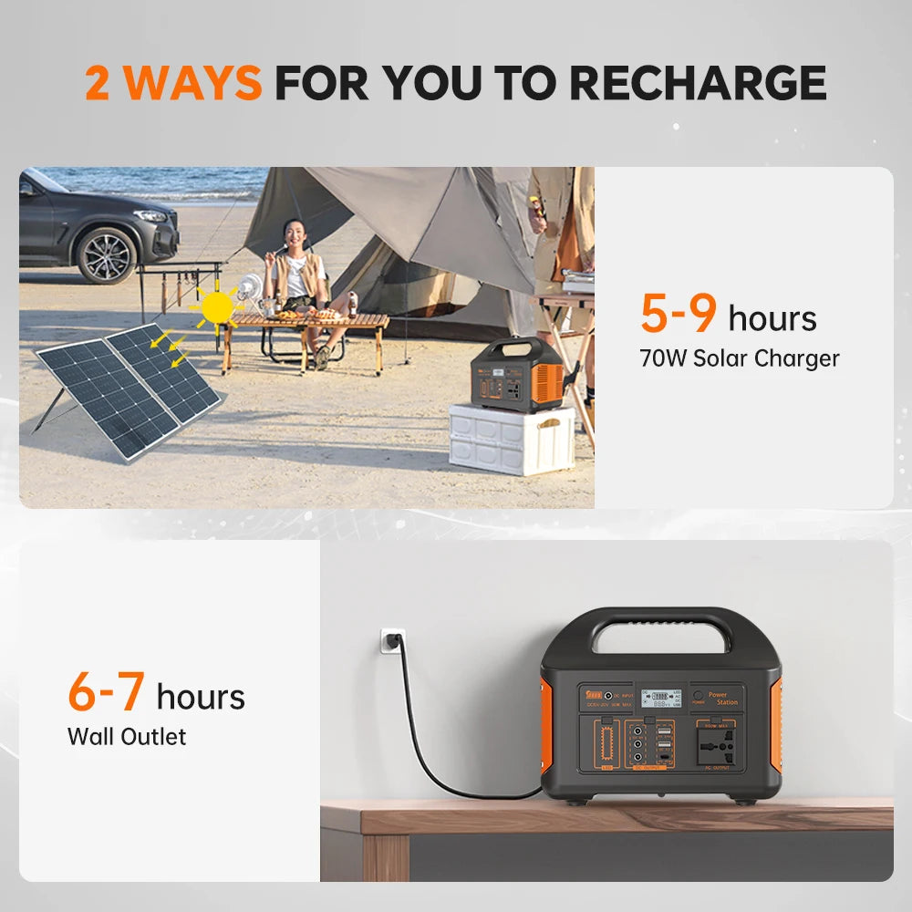 Gaiaray 300W 500W Portable Solar Generator 110V 460.8Wh LiFePO4 Battery  Power Station UPS Backup Power Bank  LED Light for Home Camping Outdoor Emergency Power