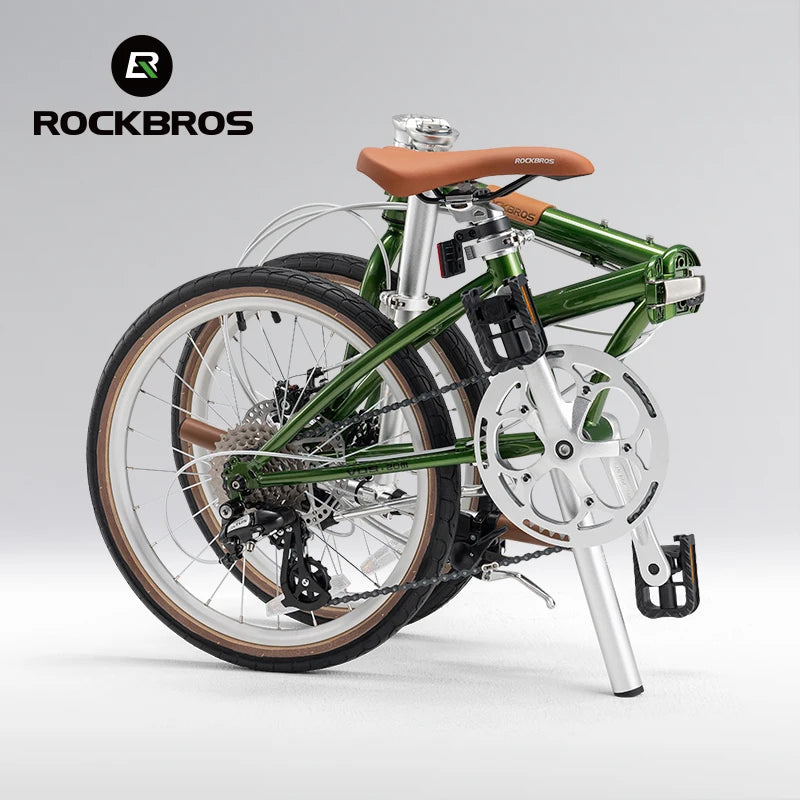 ROCKBROS 20 Inches Folding Bike Lightweight High Strength Steel Frame 8-Speed Shifter Disc Brake Portable Daily Commute Bicycle