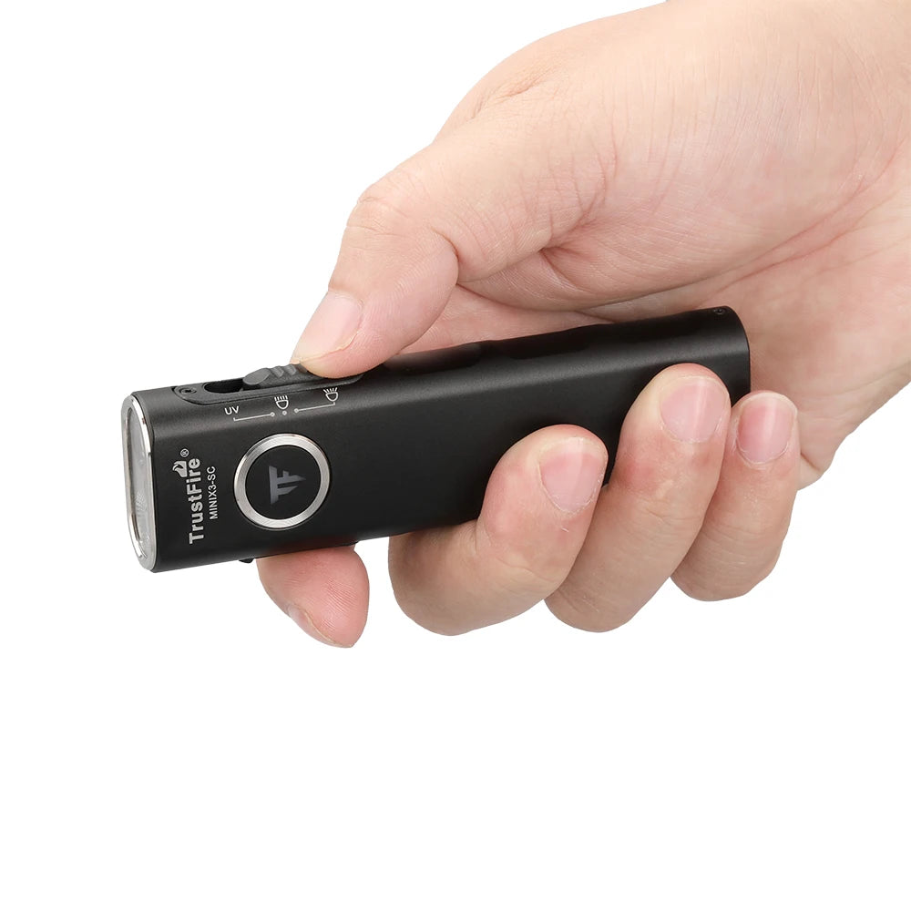 TrustFire MINIX3-SC 3-in-1 Rechargeable EDC LED Flashlight With UV Light 1100 Lumens 1500mAh Pocket Lantern IPX6 Waterproof Flat LED Torch for Camping