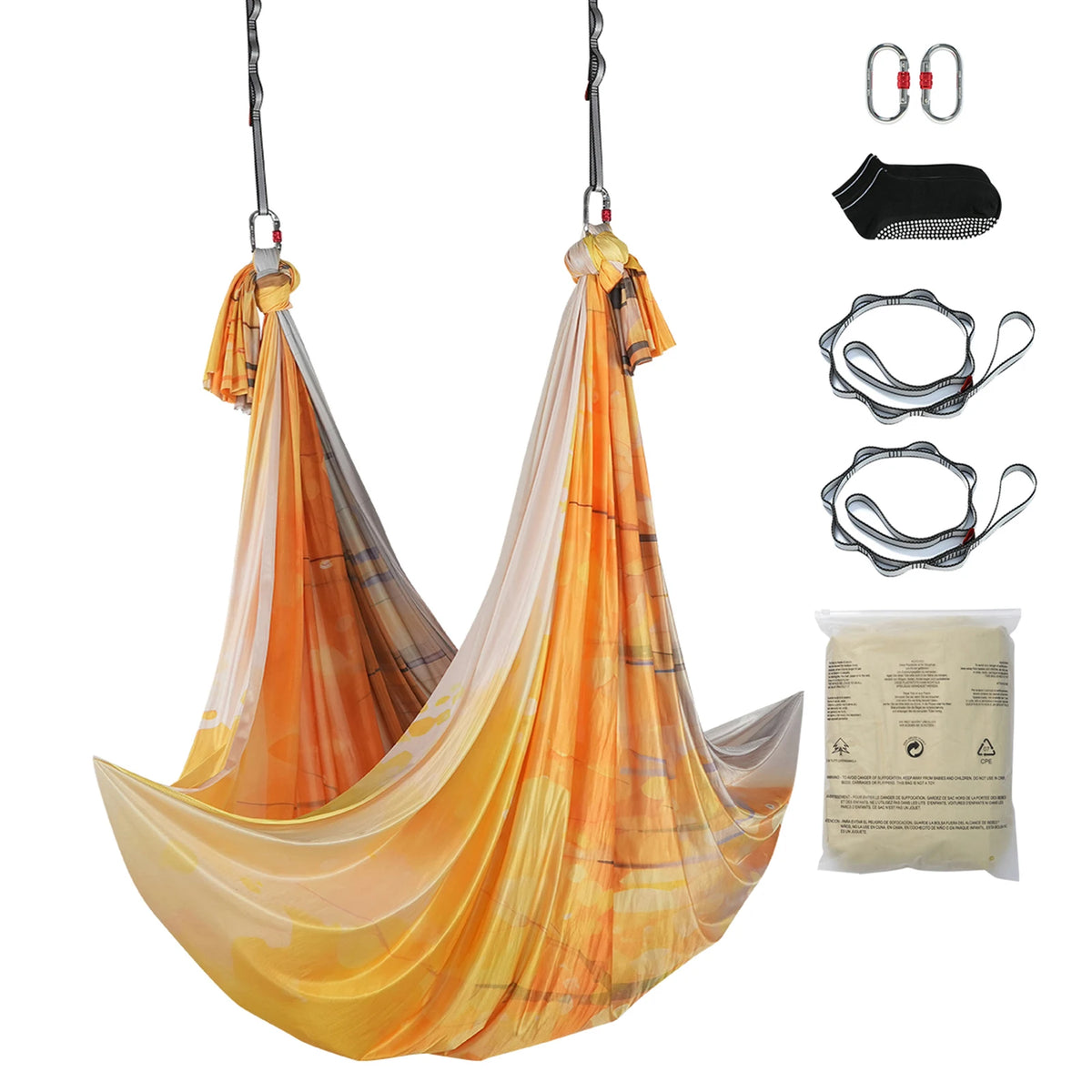SucceBuy 5.5 Yards Aerial Yoga Hammock & Swing Nylon Fabric Full Rigging Hardware for Antigravity Yoga Fitness Bodybuilding
