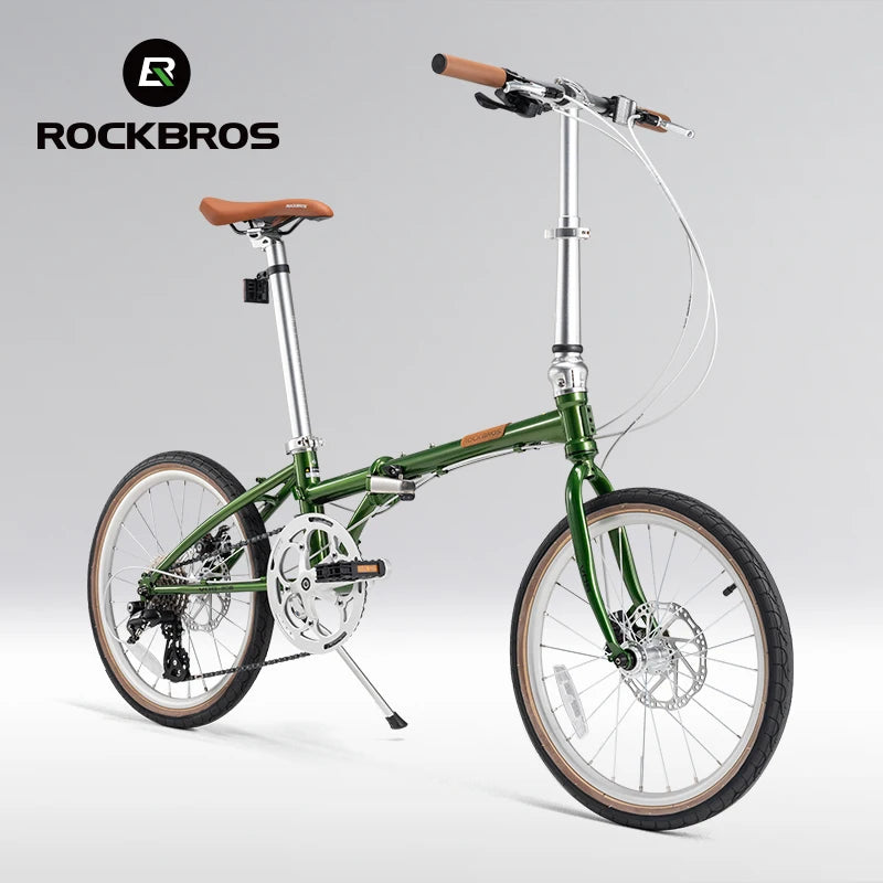 ROCKBROS 20 Inches Folding Bike Lightweight High Strength Steel Frame 8-Speed Shifter Disc Brake Portable Daily Commute Bicycle