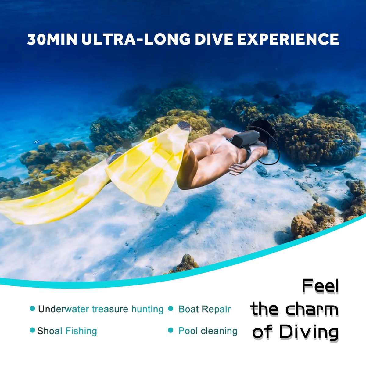 ChikaDIV S700 Mini Scuba Tank 1.9L Portable Diving Tank Reusable Scuba Pony Bottle Backup Dive Air Cylinder up to 30 Minutes