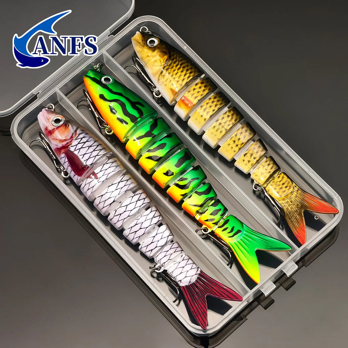 ANFS Realistic Fishing Lure Set of 3pcs, Multi-Jointed Swimbaits Fishing Lures, Lifelike Slow Sinking Artificial Bait for Bass, Trout, Perch -perfect fishing gift for Angle