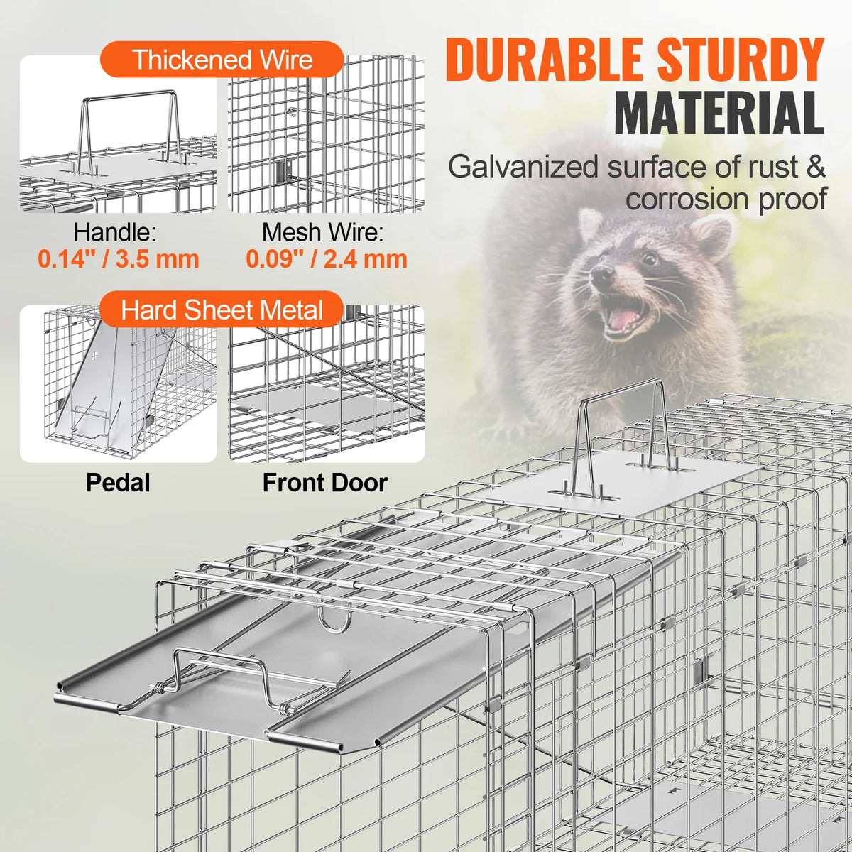SucceBuy Live Animal Cage Trap Humane Cat Trap Galvanized Iron Folding Animal Trap with Handle for Rabbits Stray Cats Squirrels
