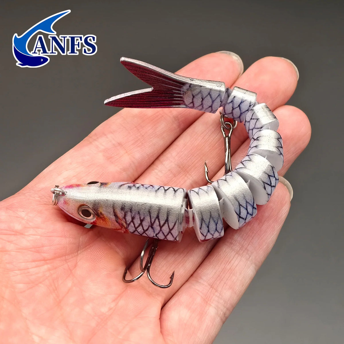 ANFS Fishing Lure kit of 3pcs with Lure Box, 8 Segment Multi Jointed Artificial Bait Slow Sinking Bionic Fishing Bait ,Cool Fishing Gear