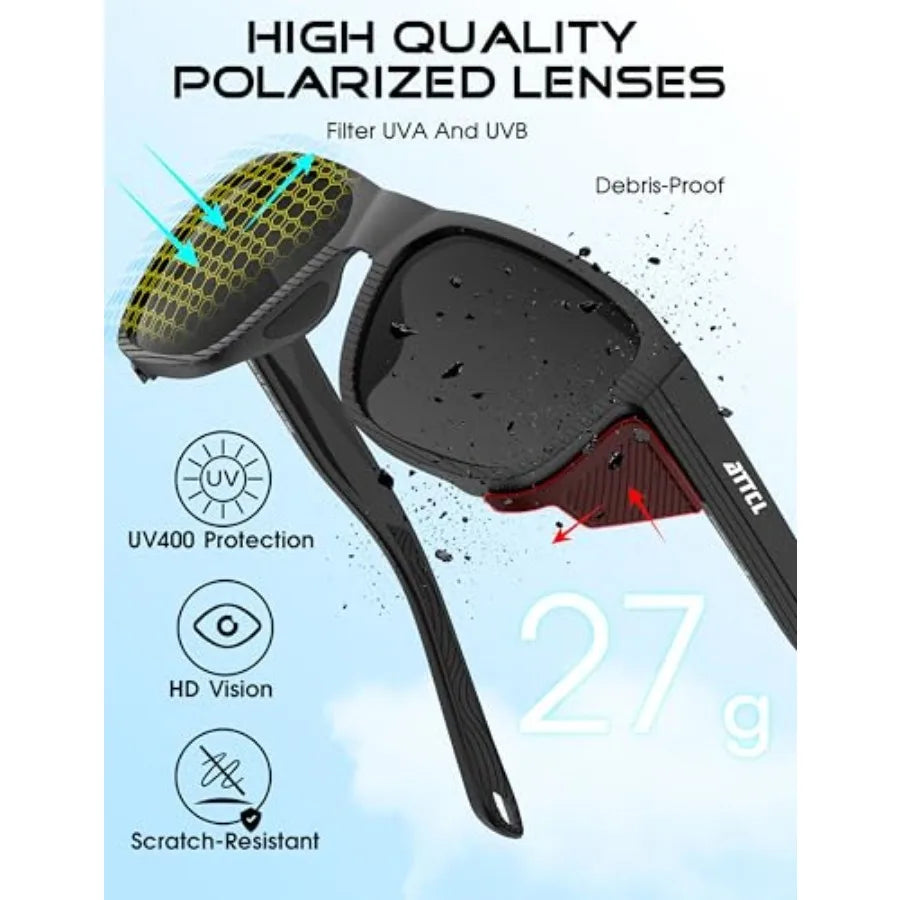 ATTCL Sports Polarized Sunglasses for Men: Womens Lightweight Wrap Around TR90 Frame UV Protection for Fishing Golf Driving