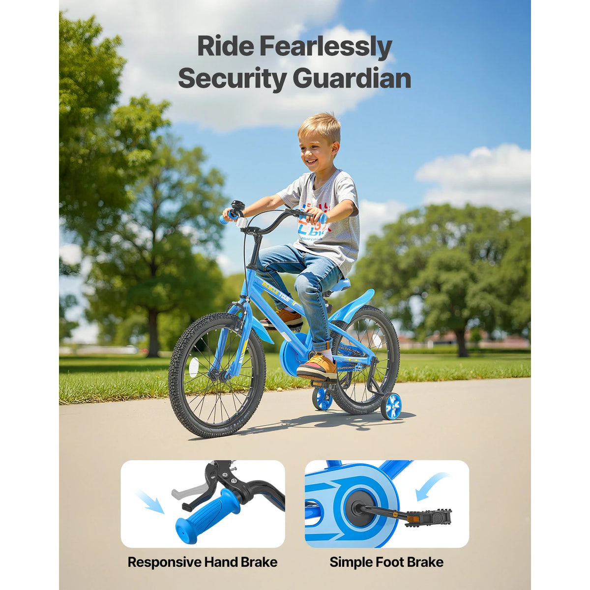 SucceBuy 14/16/18in Kids Bike BMX Style Children Bicycle with Training Wheels Toddler Bike for Boys & Girls Learning to Ride