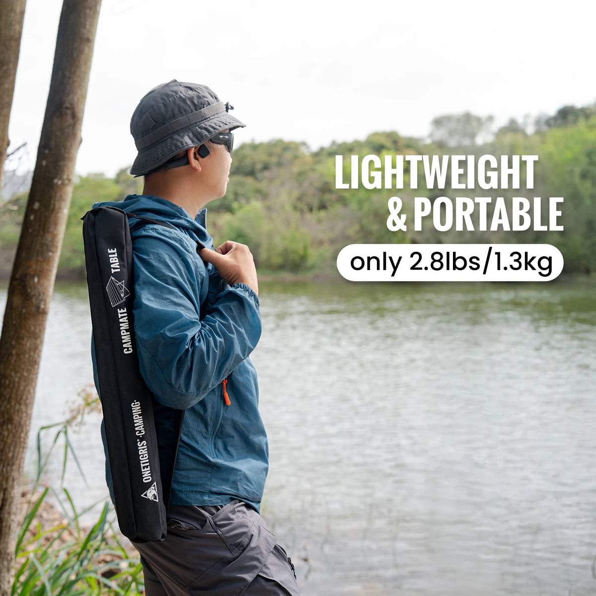 ONETIGRIS Foldable Camping Table, Lightweight Portable Table Sturdy & Quick Setup, Holds Up to 66 lbs, Perfect for Camping, Hiking, Backpacking, Picnic, Beach, Travel