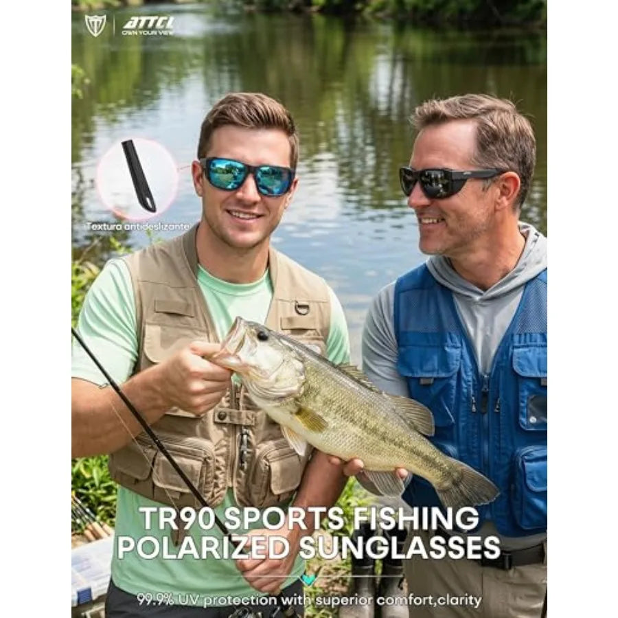 ATTCL Sports Polarized Sunglasses for Men: Womens Lightweight Wrap Around TR90 Frame UV Protection for Fishing Golf Driving