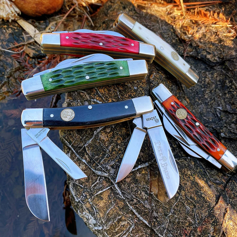 Watchman Trapper Knives Pocket Four Blades Slip Joint Folding Knife Classic Bone Grips Mirror Finish