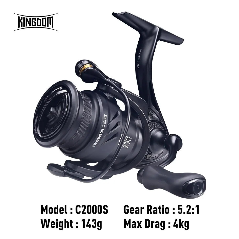 Kingdom Tegmen 5.2:1 6.2:1 143g Spinning Fishing Reels High Speed Gear Ratio Light Carbon Fiber Body Drag 10+1 Bearing Quantity