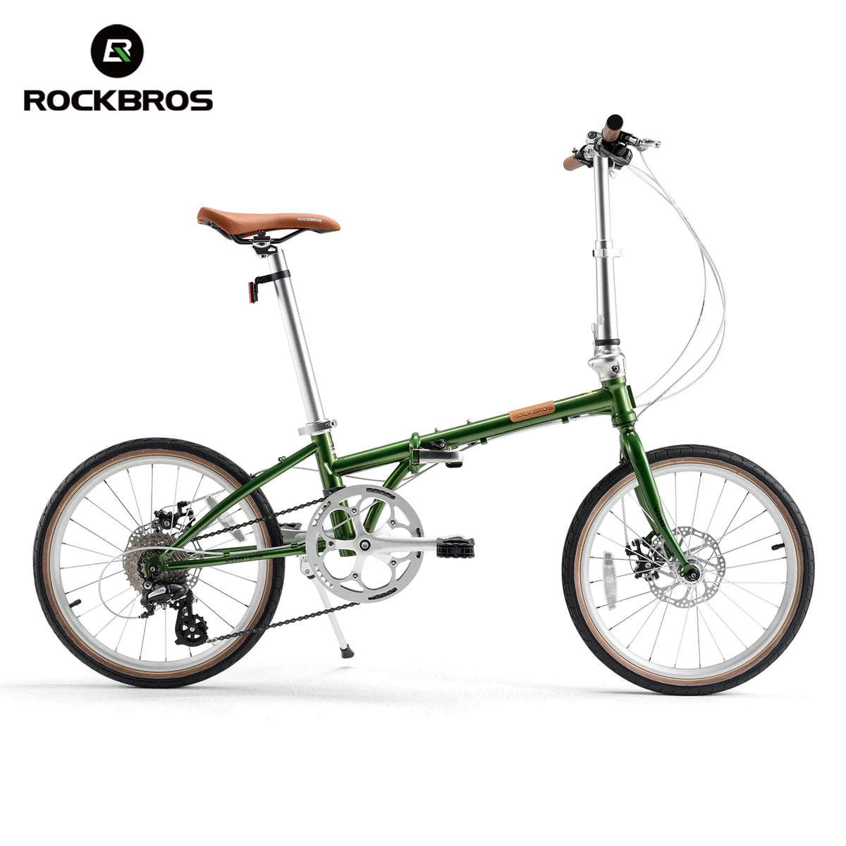ROCKBROS 20 Inches Folding Bike Lightweight High Strength Steel Frame 8-Speed Shifter Disc Brake Portable Daily Commute Bicycle