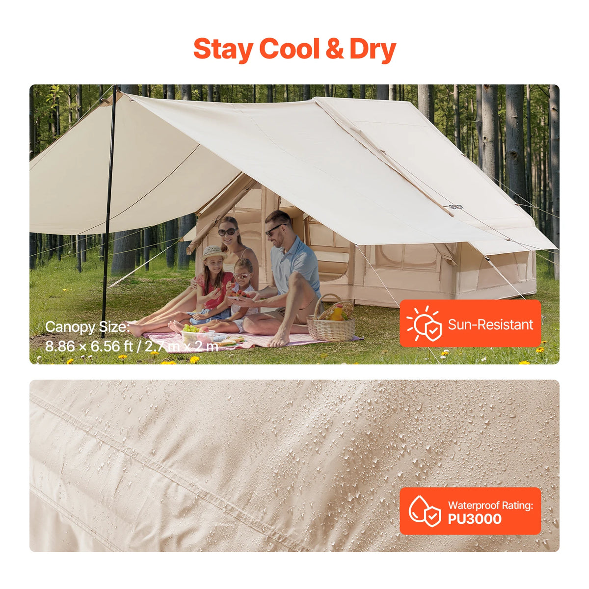 SucceBuy Inflatable Tents for Camp 3-5 Person Easy Setup Blow up Tent with Hand Pump 300D Oxford Tent with Doors & Mesh Windows