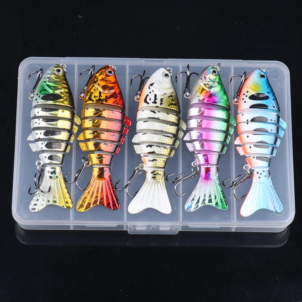 5pcs Multi-Joint Fishing Lure Set Artificial Fish Bionic Swimbait with Box