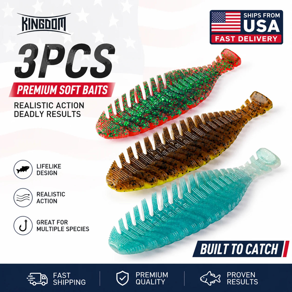 Kingdom 3Bags Soft Worm Fishing Lure 95mm 12.5g Artificial Bait Viber Shad Wobbler Pike Bass Jigging Pesca Soft Fishing Lure