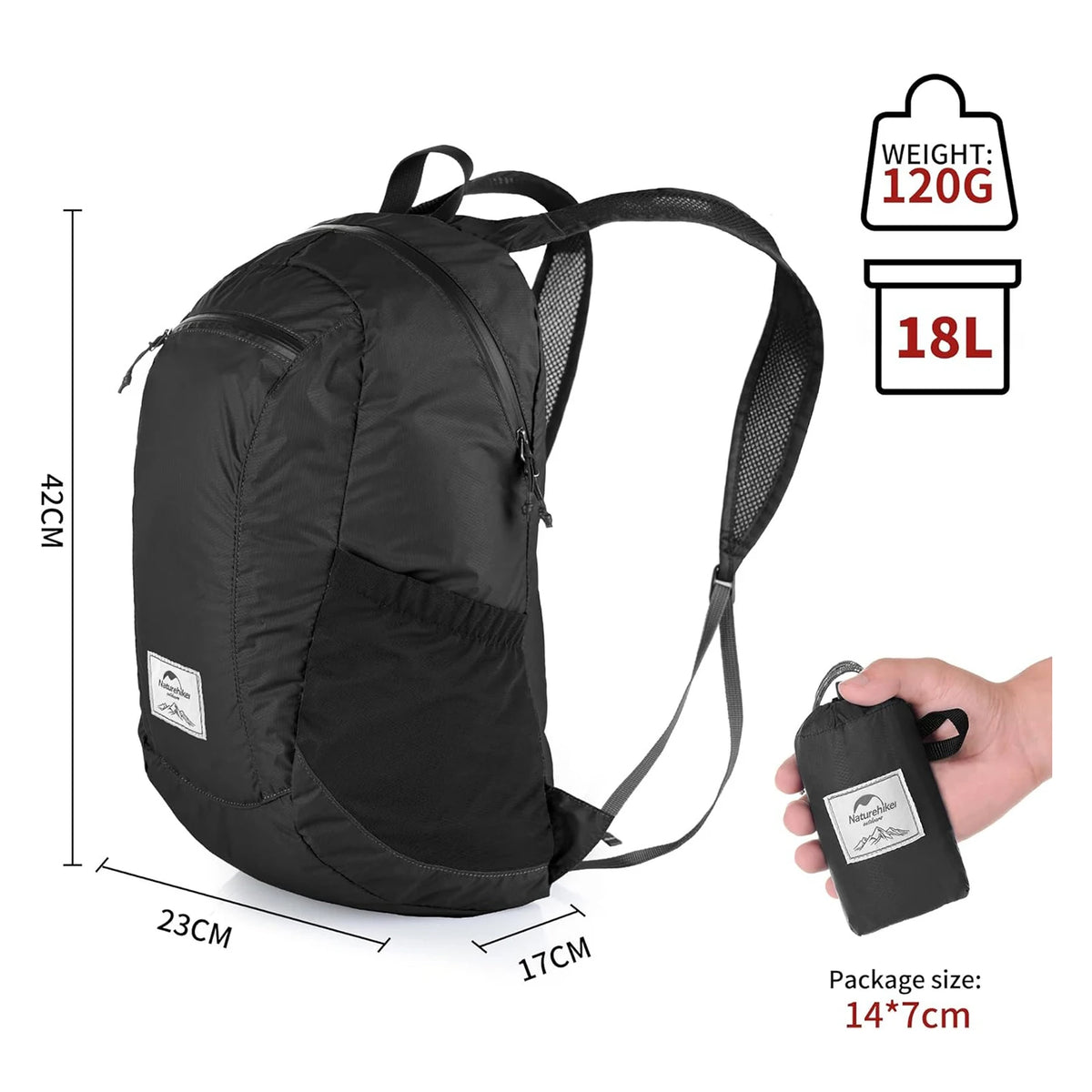 Naturehike 18L Silicone Folding Backpack Lightweight Portable Waterproof Bag Women Man Bag Outdoor Hiking Shoulder Skin Bags